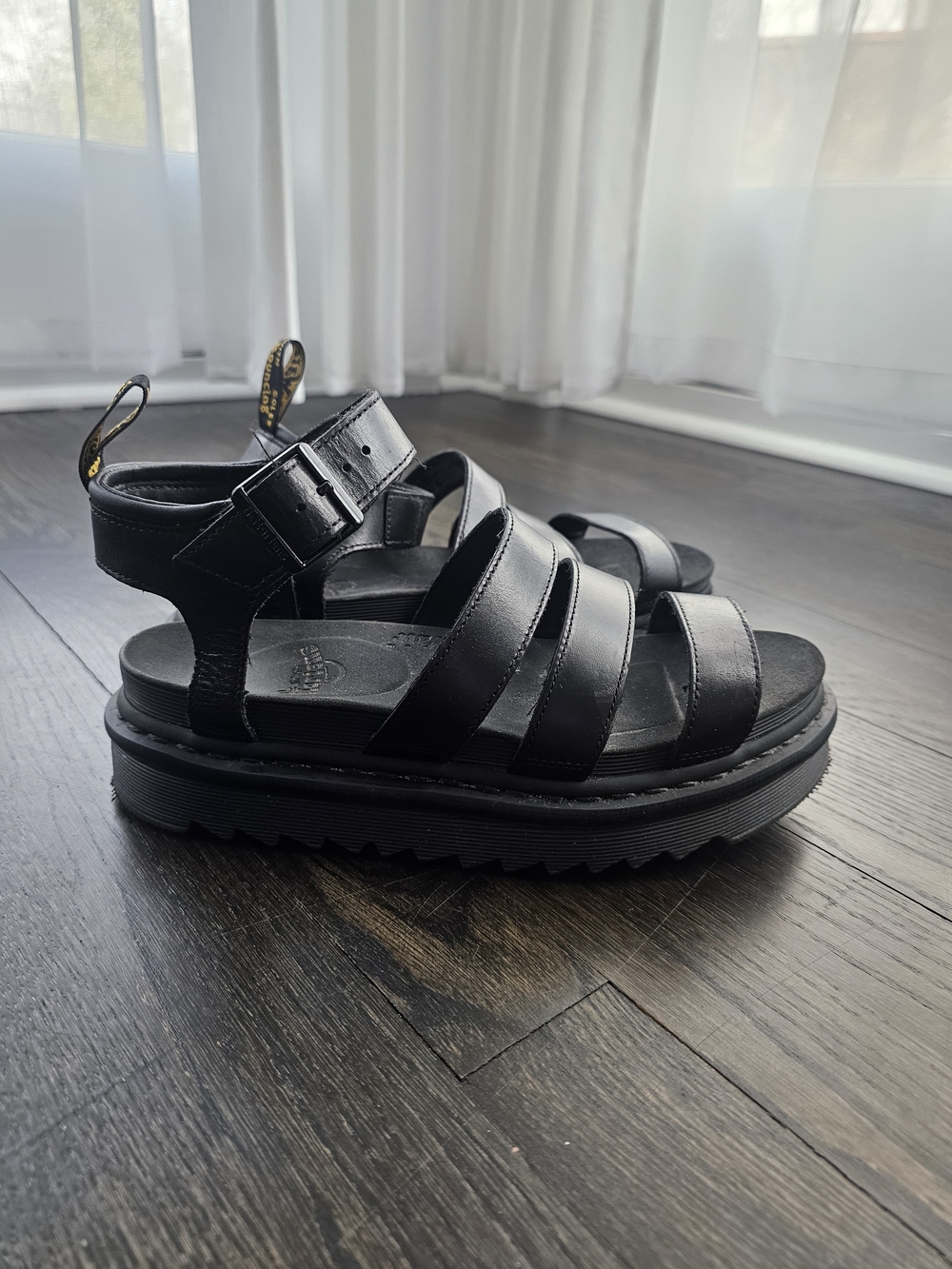 Dr. Martens Black Leather Platform Sandals